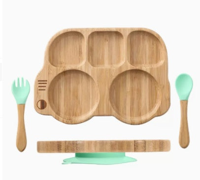 Bamboo And Wood Children's Suction Cup Tableware