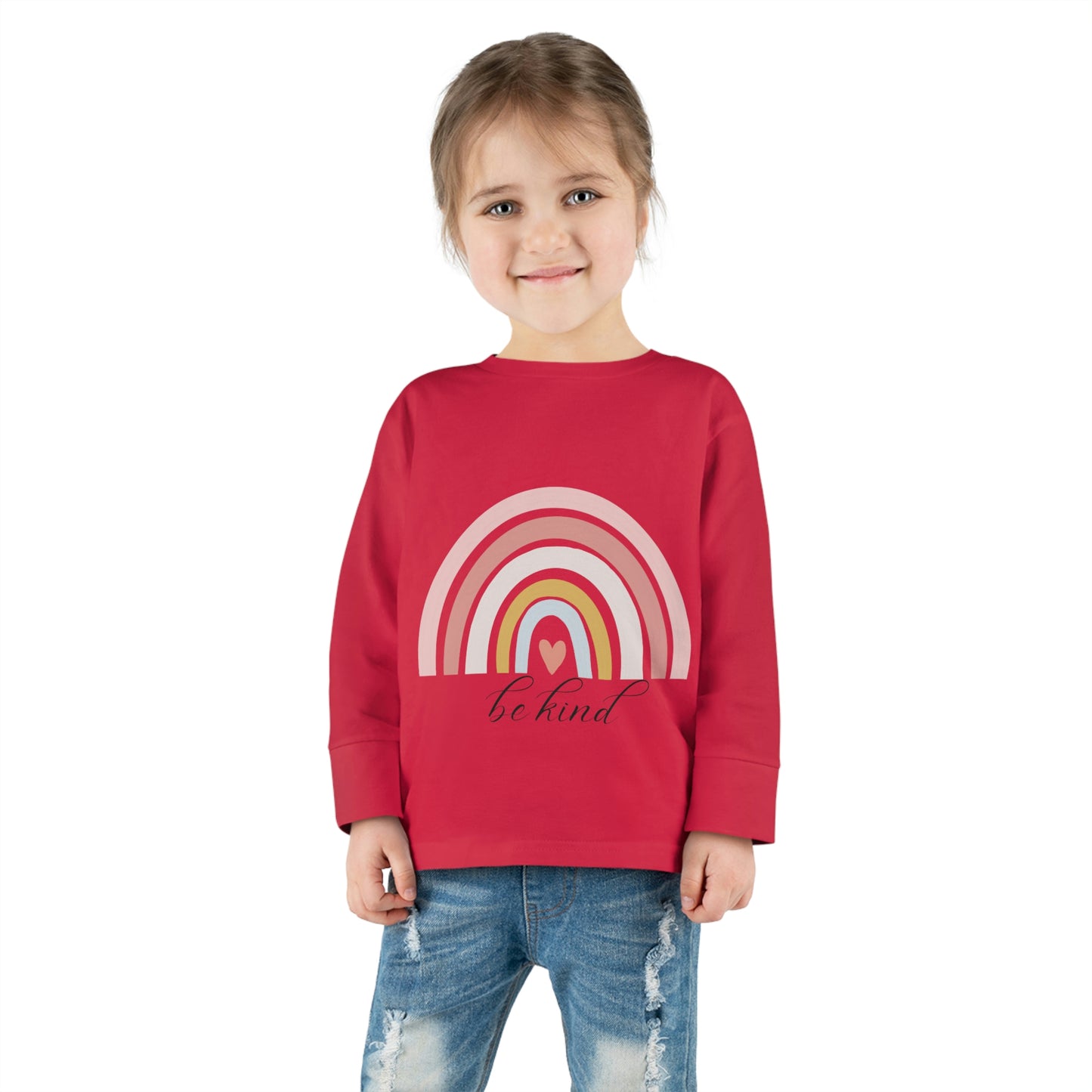 toddler-long-sleeve-shirt-be-kind-pink-rainbow-red