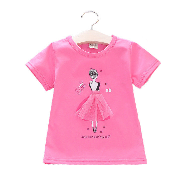 Girls short-sleeved cotton T-shirt