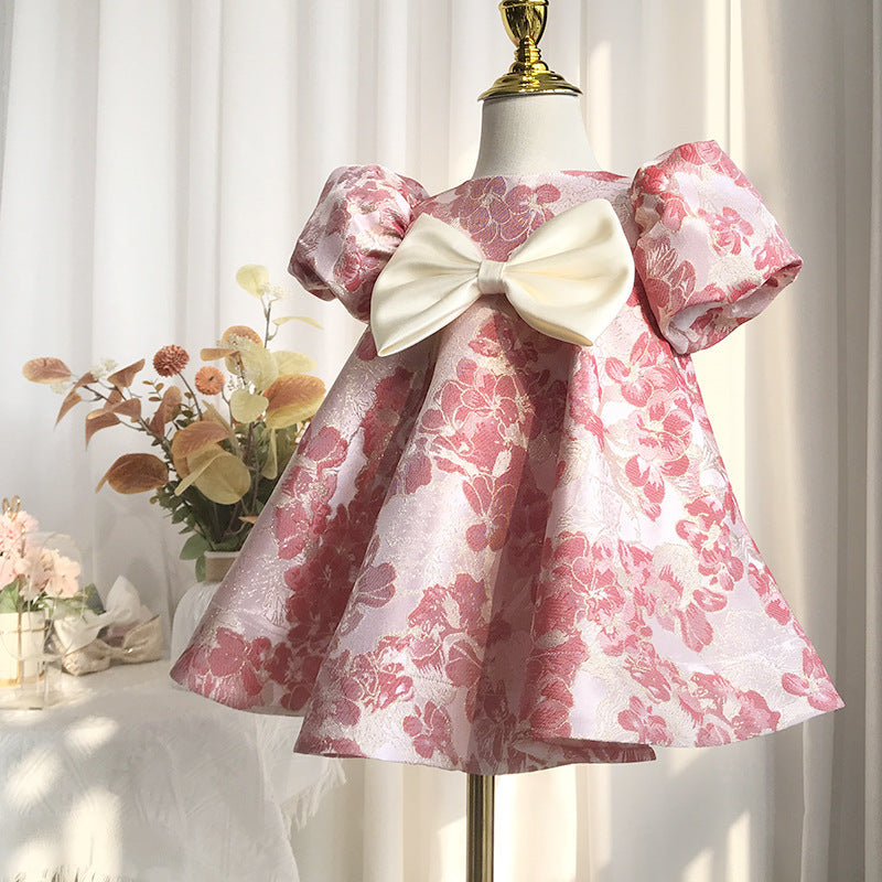 Baby's First Year Dress Photography Bubble Sleeve High End Fashionable Print