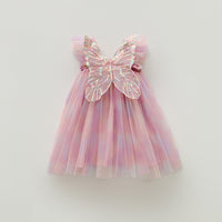 Rainbow Wings Mesh Girl Dress