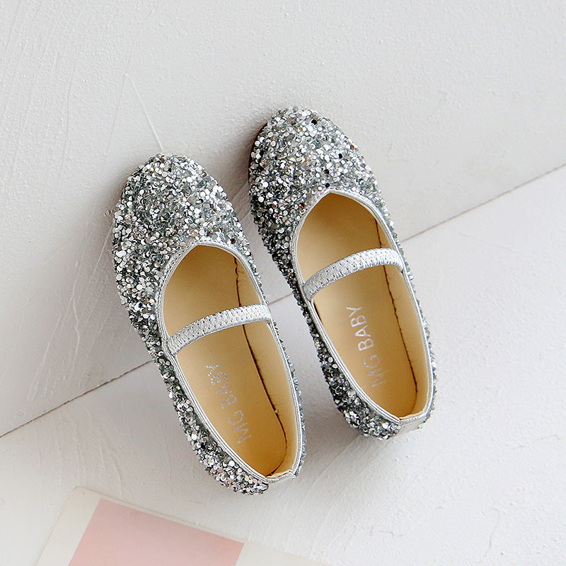Pumps Girls Sequins Crystal Toe Cap Fashion Soft Bottom