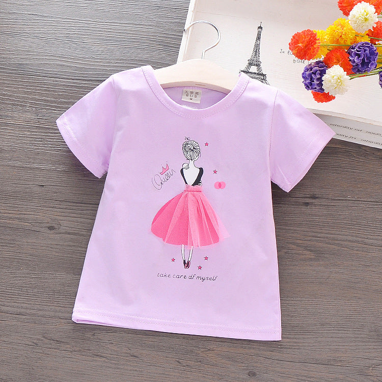 Girls short-sleeved cotton T-shirt