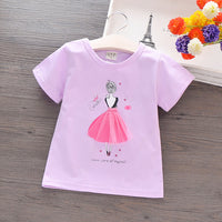 Girls short-sleeved cotton T-shirt