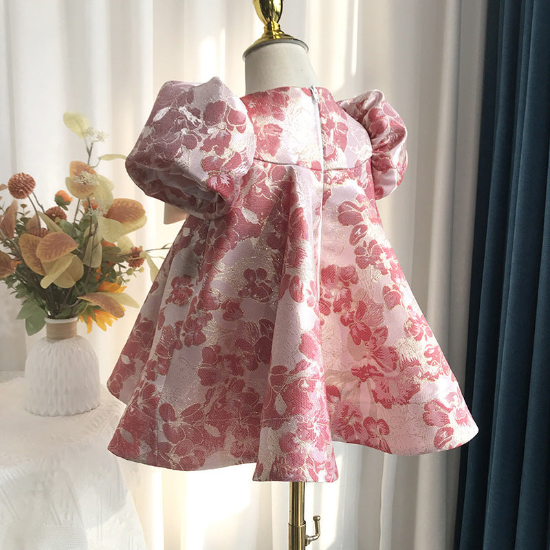 Baby's First Year Dress Photography Bubble Sleeve High End Fashionable Print