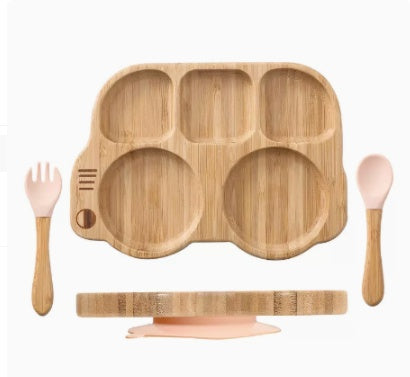Bamboo And Wood Children's Suction Cup Tableware