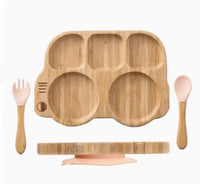 Bamboo And Wood Children's Suction Cup Tableware