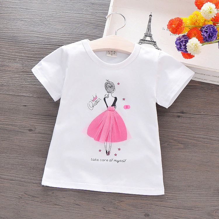 Girls short-sleeved cotton T-shirt