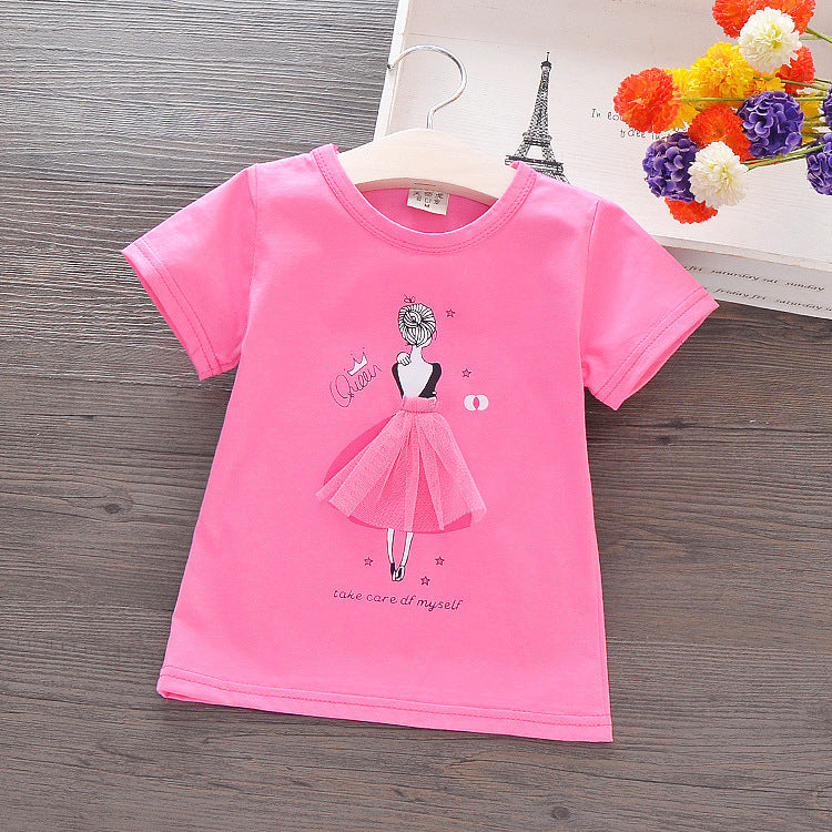 Girls short-sleeved cotton T-shirt