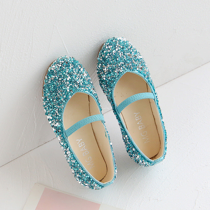 Pumps Girls Sequins Crystal Toe Cap Fashion Soft Bottom