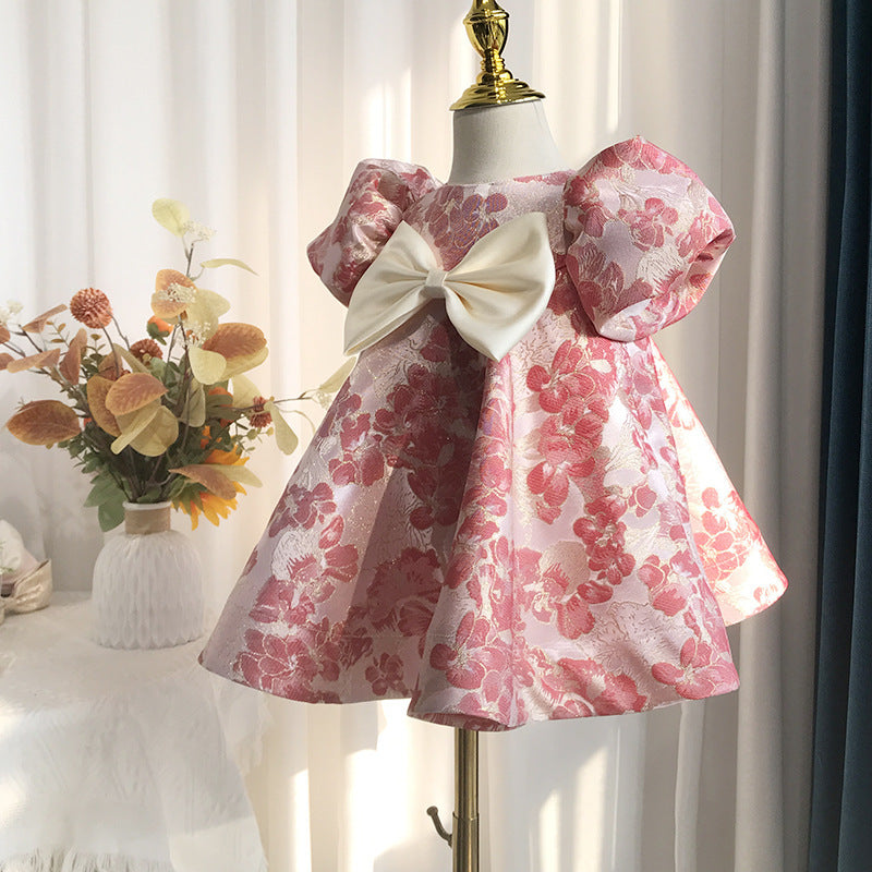Baby's First Year Dress Photography Bubble Sleeve High End Fashionable Print