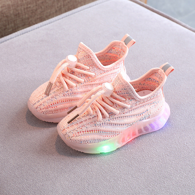Girls' LED Light Soft Bottom Shoes