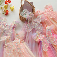 Rainbow Wings Mesh Girl Dress