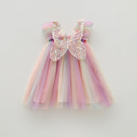 Rainbow Wings Mesh Girl Dress