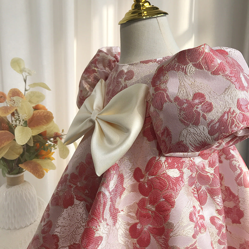 Baby's First Year Dress Photography Bubble Sleeve High End Fashionable Print