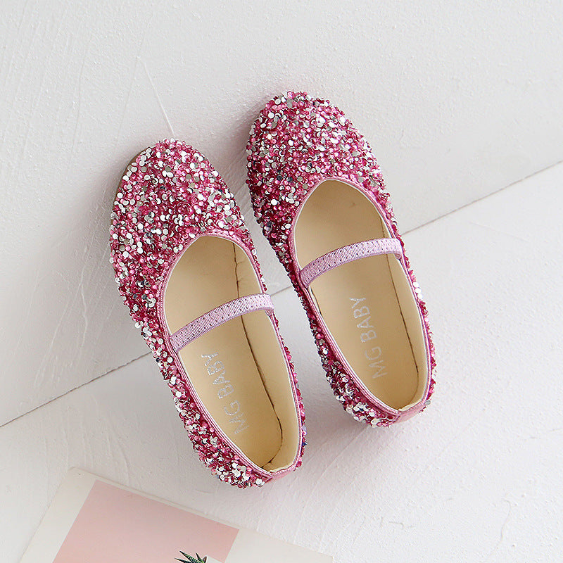 Pumps Girls Sequins Crystal Toe Cap Fashion Soft Bottom