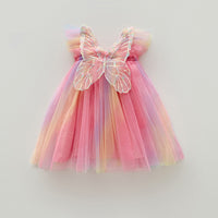 Rainbow Wings Mesh Girl Dress