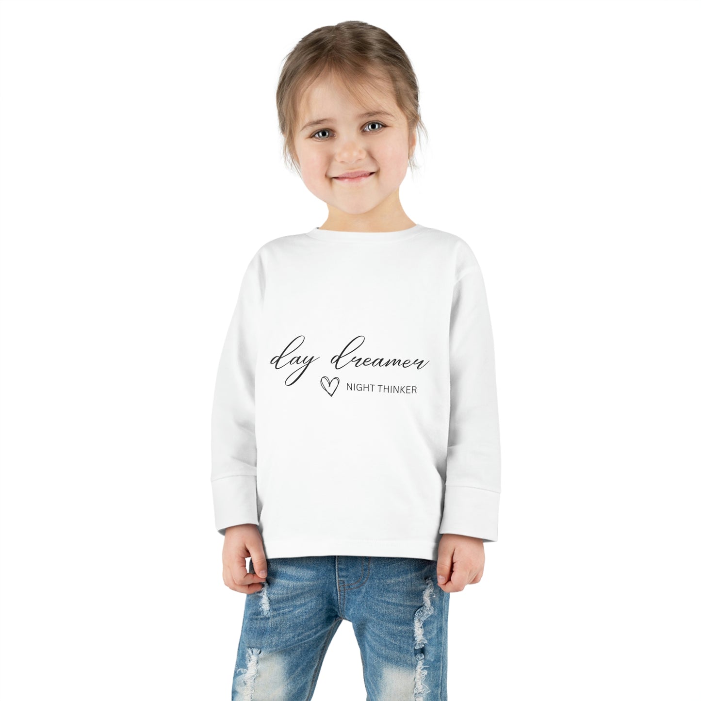 toddler long sleeve shirt day dreamer night thinker-white