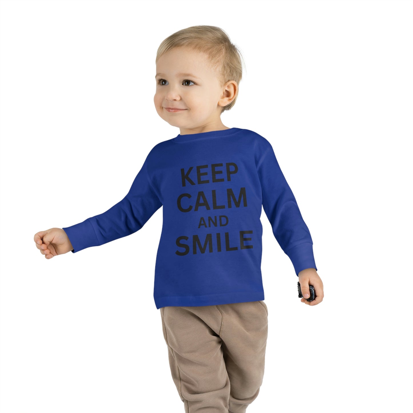 toddler-long-sleeve-shirt-keep-calm-smile-blue