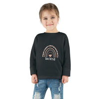toddler long sleeve shirt be kind leopard rainbow-black