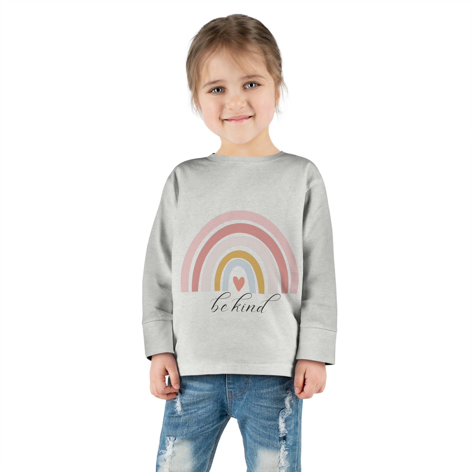 toddler-long-sleeve-shirt-be-kind-pink-rainbow-grey
