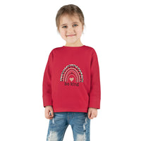 toddler long sleeve shirt be kind leopard rainbow-red