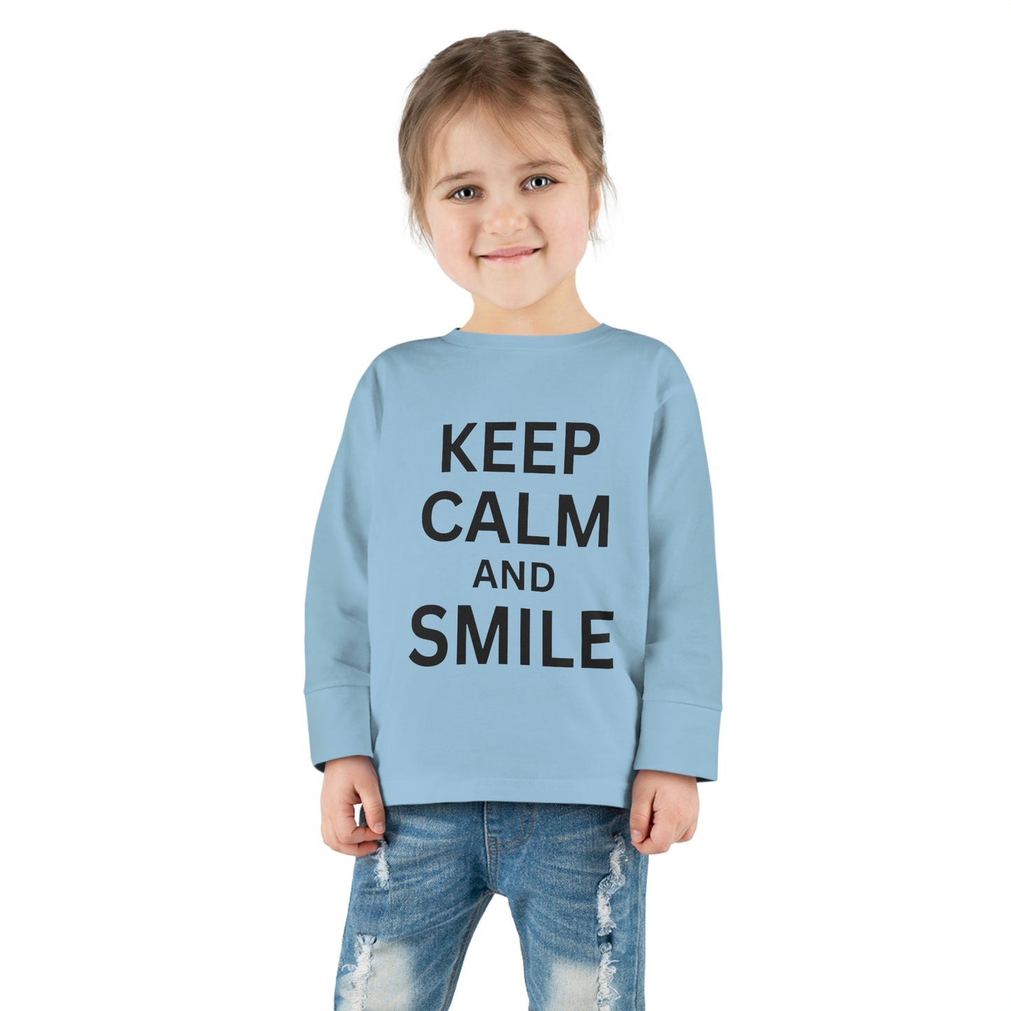 toddler-long-sleeve-shirt-keep-calm-smile-baby-blue