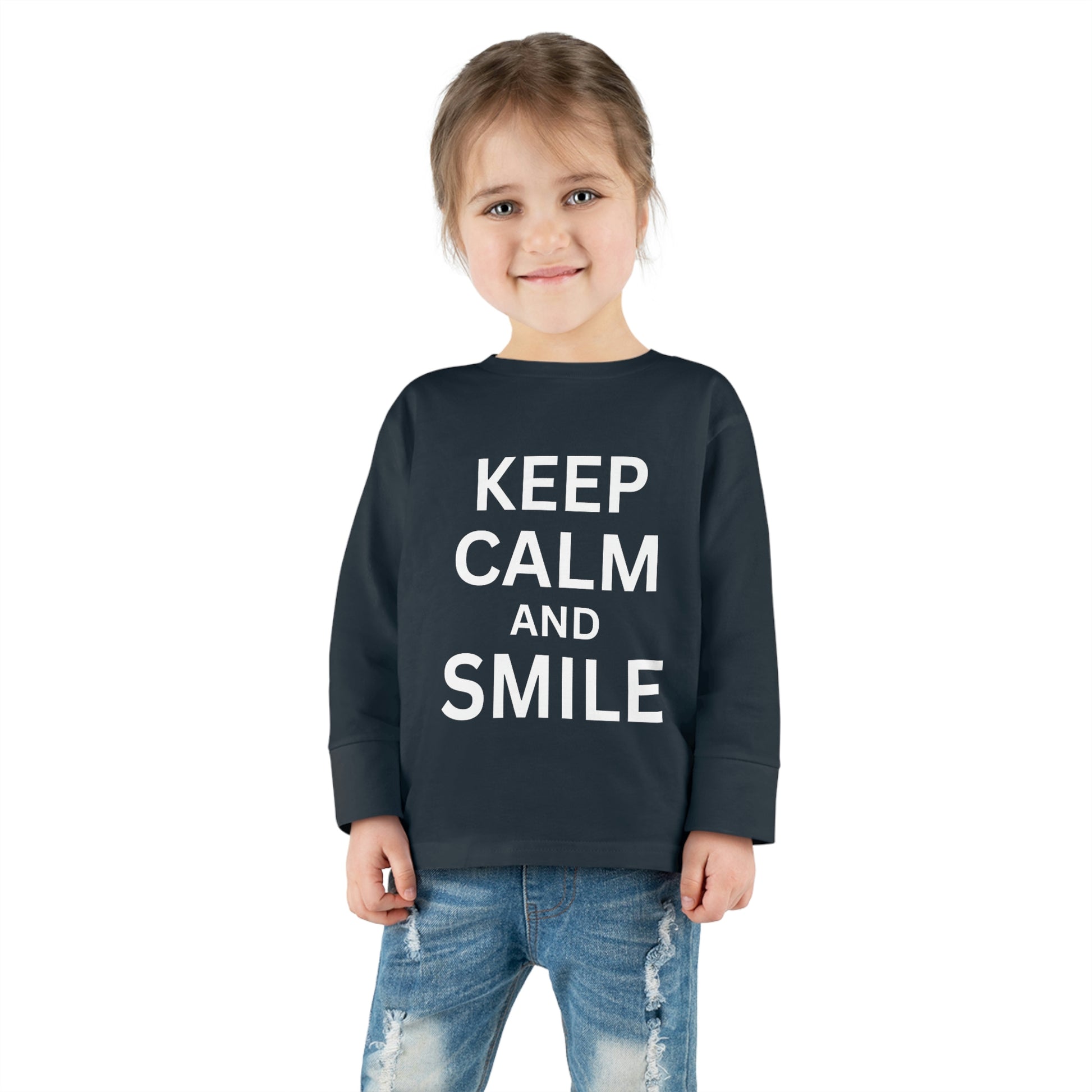 toddler-long-sleeve-shirt-keep-calm-smile-navy