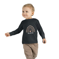 toddler long sleeve shirt be kind leopard rainbow-black