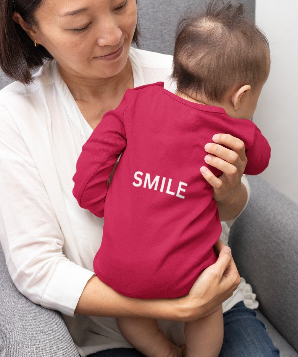long-sleeve-onesie-keep-calm-and-smile-backside-red