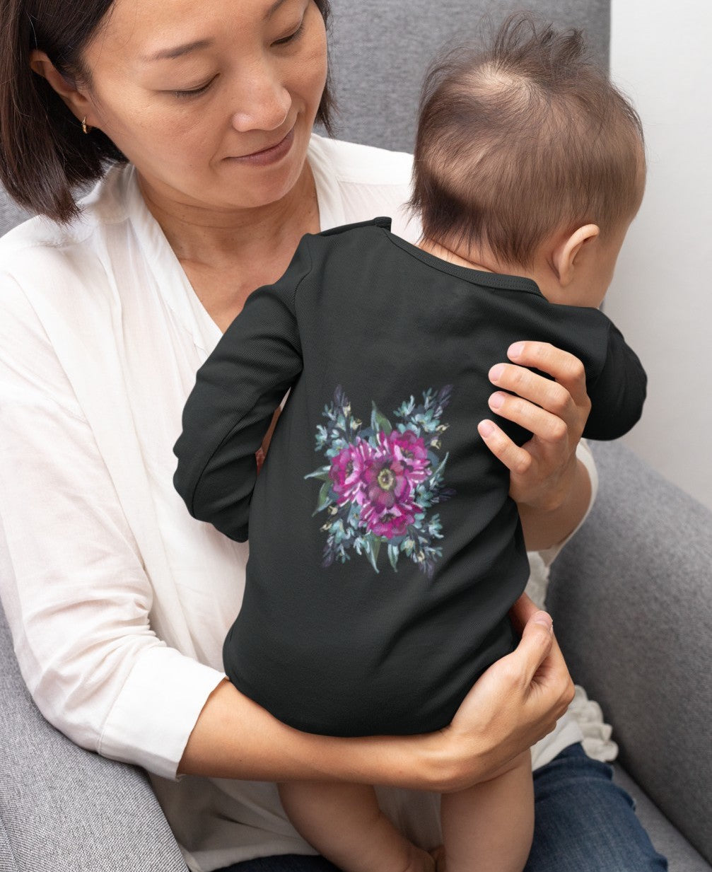 toddler-longsleeve-onesie-waterflower long sleeve onesie-backside-black