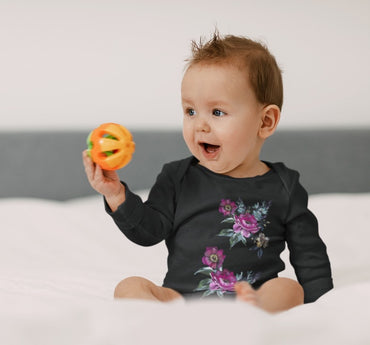 toddler-longsleeve-onesie-waterflower long sleeve onesie-black